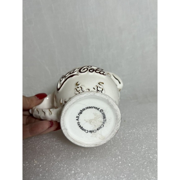 Coca-Cola Ceramic Creamer From 1998 Pink Cream With Gold Trim Vintage - Picture 7 of 7